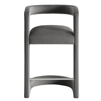 Winslow Performance Velvet Counter Stool gray velvet back chrome footrest HouseOfZazla on Tampa Home & Garden Store