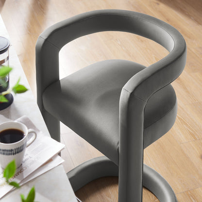 Winslow performance velvet counter stool in gray with rounded back by Modway on Tampa Home & Garden Store