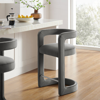 Winslow Performance Velvet Counter Stool by Modway, grey velvet, modern bar stool, 2 shown on Tampa Home & Garden Store