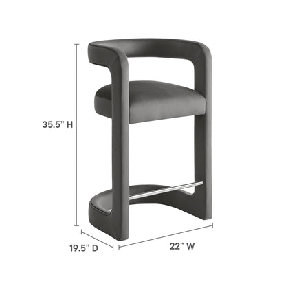 Winslow Performance Velvet Counter Stool by Modway in charcoal gray with curved back on Tampa Home & Garden Store