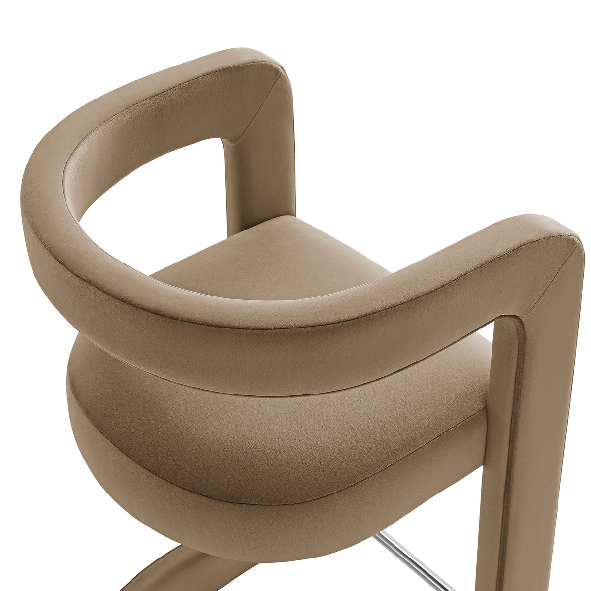 Winslow Counter Stool beige velvet by Modway, curved back, chrome footrest on Tampa Home & Garden Store