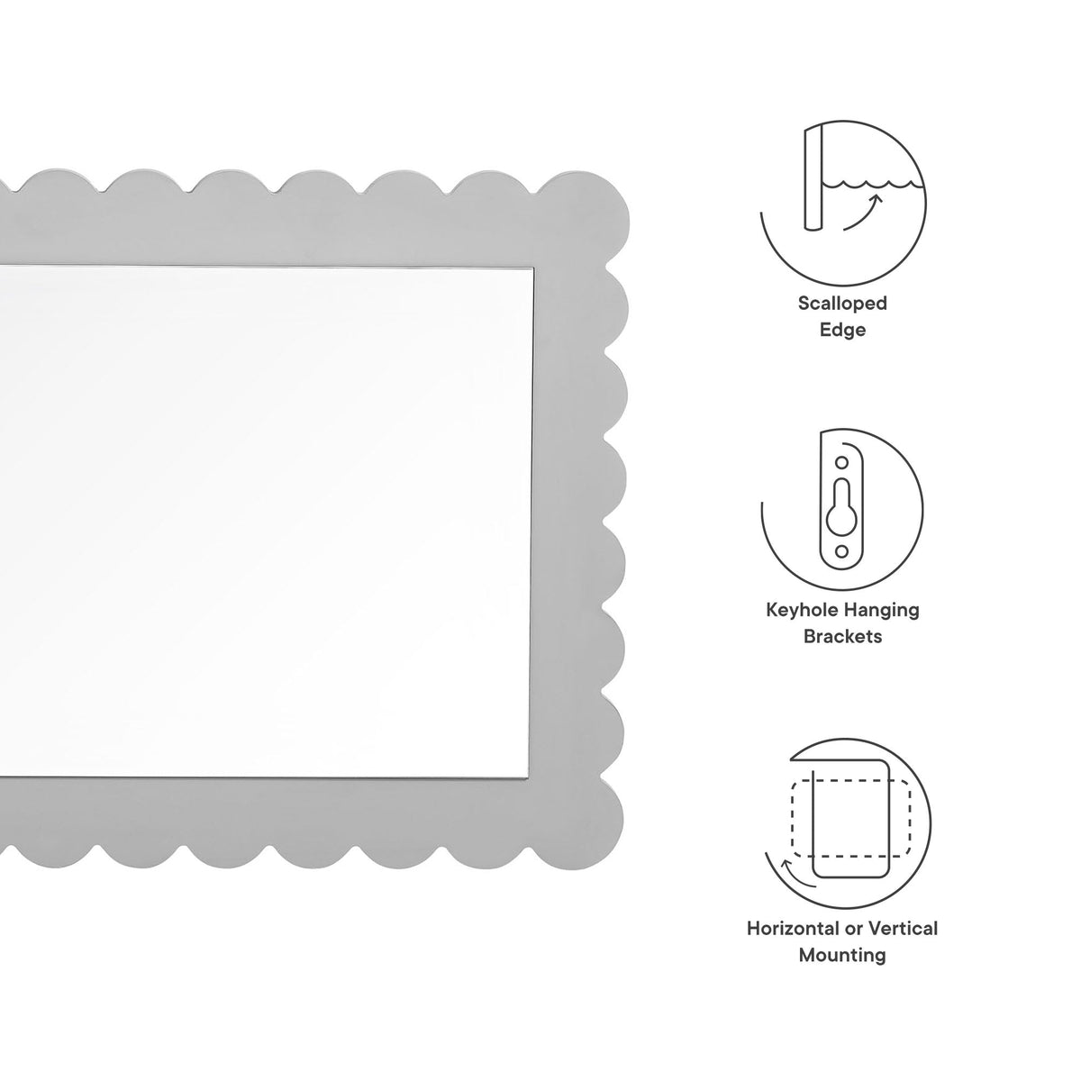 Emmeline Scalloped Rectangle Wall Mirror by Modway, scalloped-edge frame on Tampa Home & Garden Store