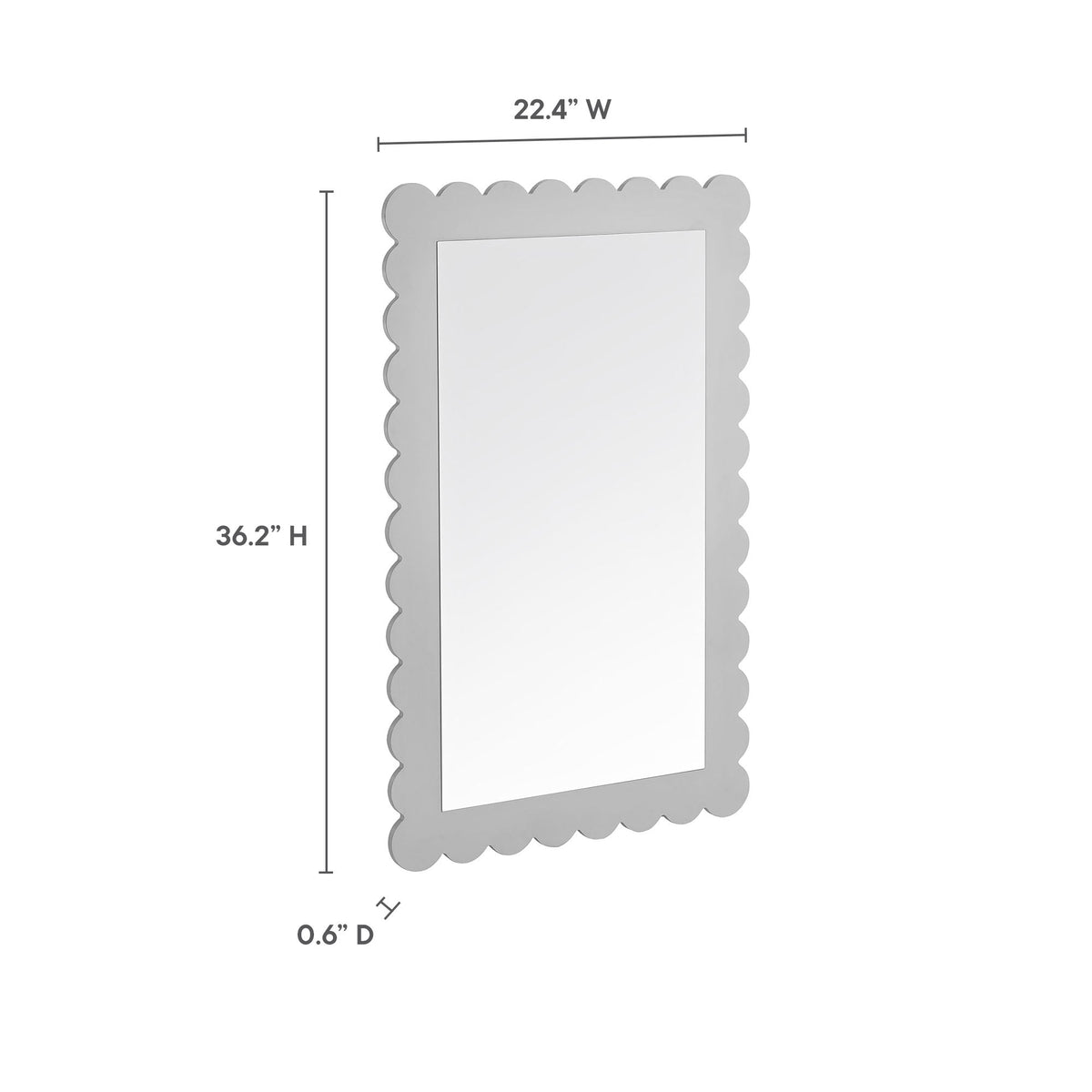 Emmeline scalloped rectangle wall mirror gray frame Modway on Tampa Home & Garden Store