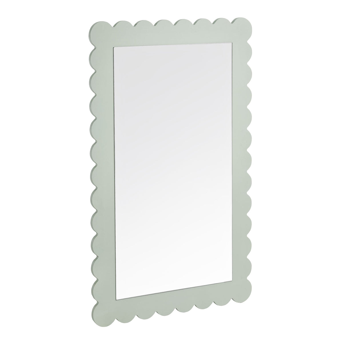 Emmeline scalloped rectangle wall mirror with pale sage-green frame by Modway on Tampa Home & Garden Store