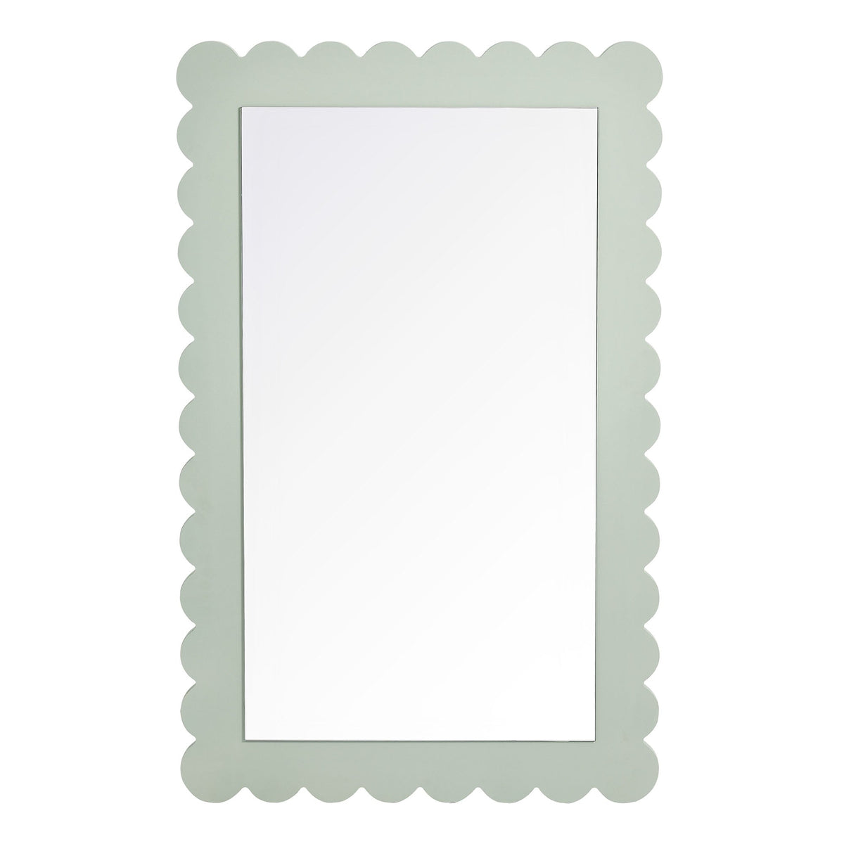 Emmeline scalloped rectangle wall mirror with sage green frame by HouseOfZazla on Tampa Home & Garden Store