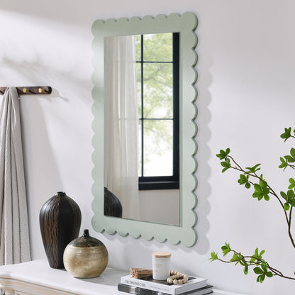 Emmeline scalloped rectangle wall mirror mint green scalloped frame by Modway, HouseOfZazla on Tampa Home & Garden Store
