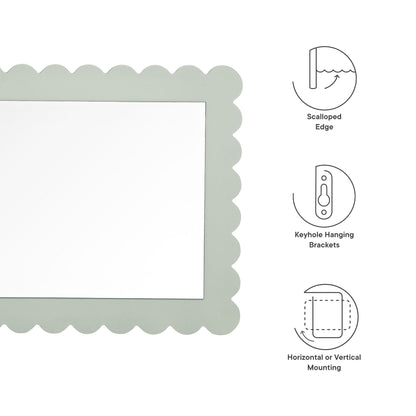 Emmeline Scalloped Rectangle Wall Mirror in sage-green frame with scalloped edge by Modway on Tampa Home & Garden Store