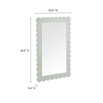 Emmeline scalloped rectangle wall mirror with sage green frame, 22.4 in wide by 36.2 in high on Tampa Home & Garden Store