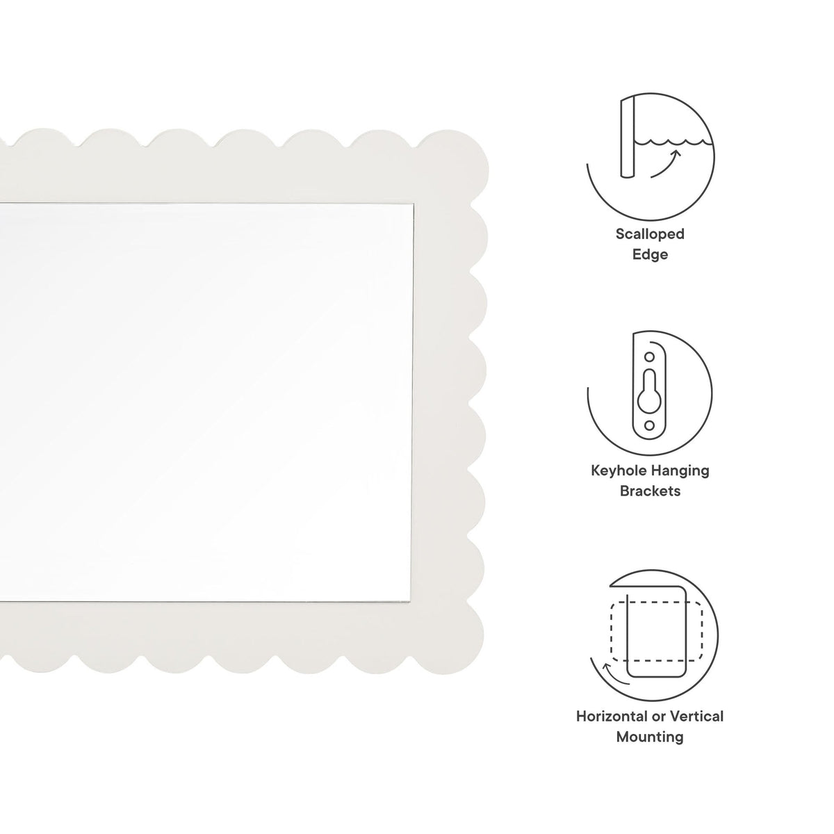 Emmeline scalloped rectangle wall mirror by Modway in off-white frame on Tampa Home & Garden Store
