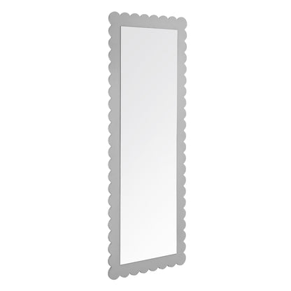 Emmeline Scalloped Rectangle Floor Mirror with a silver scalloped frame on Tampa Home & Garden Store