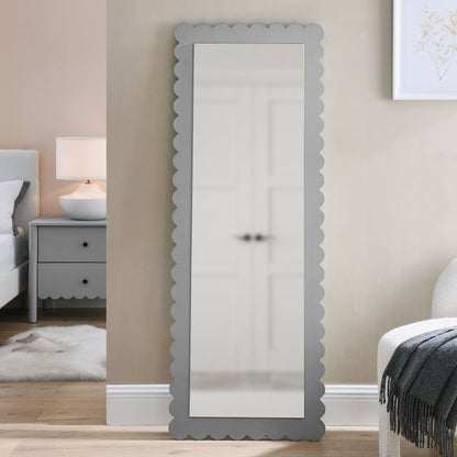 Emmeline Scalloped Rectangle Floor Mirror by Modway with grey scalloped frame on Tampa Home & Garden Store