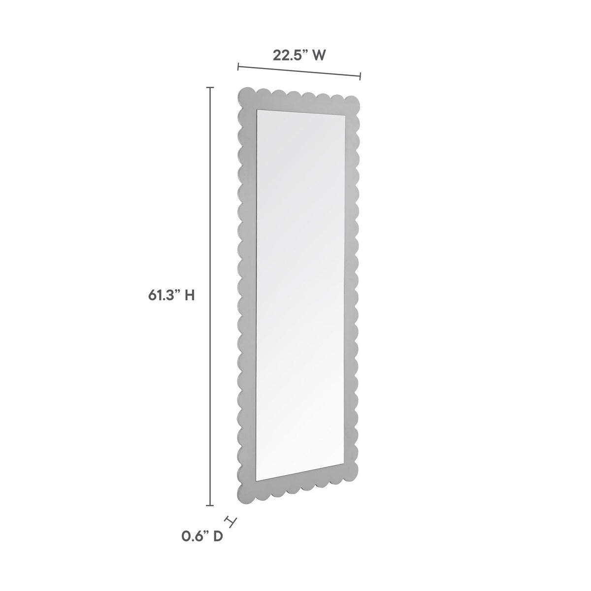 Emmeline scalloped rectangle floor mirror by Modway in frame, tall full-length 61.3H x 22.5W on Tampa Home & Garden Store