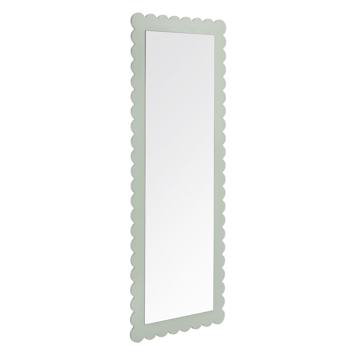 Emmeline scalloped rectangle floor mirror in pale sage frame by HouseOfZazla on Tampa Home & Garden Store