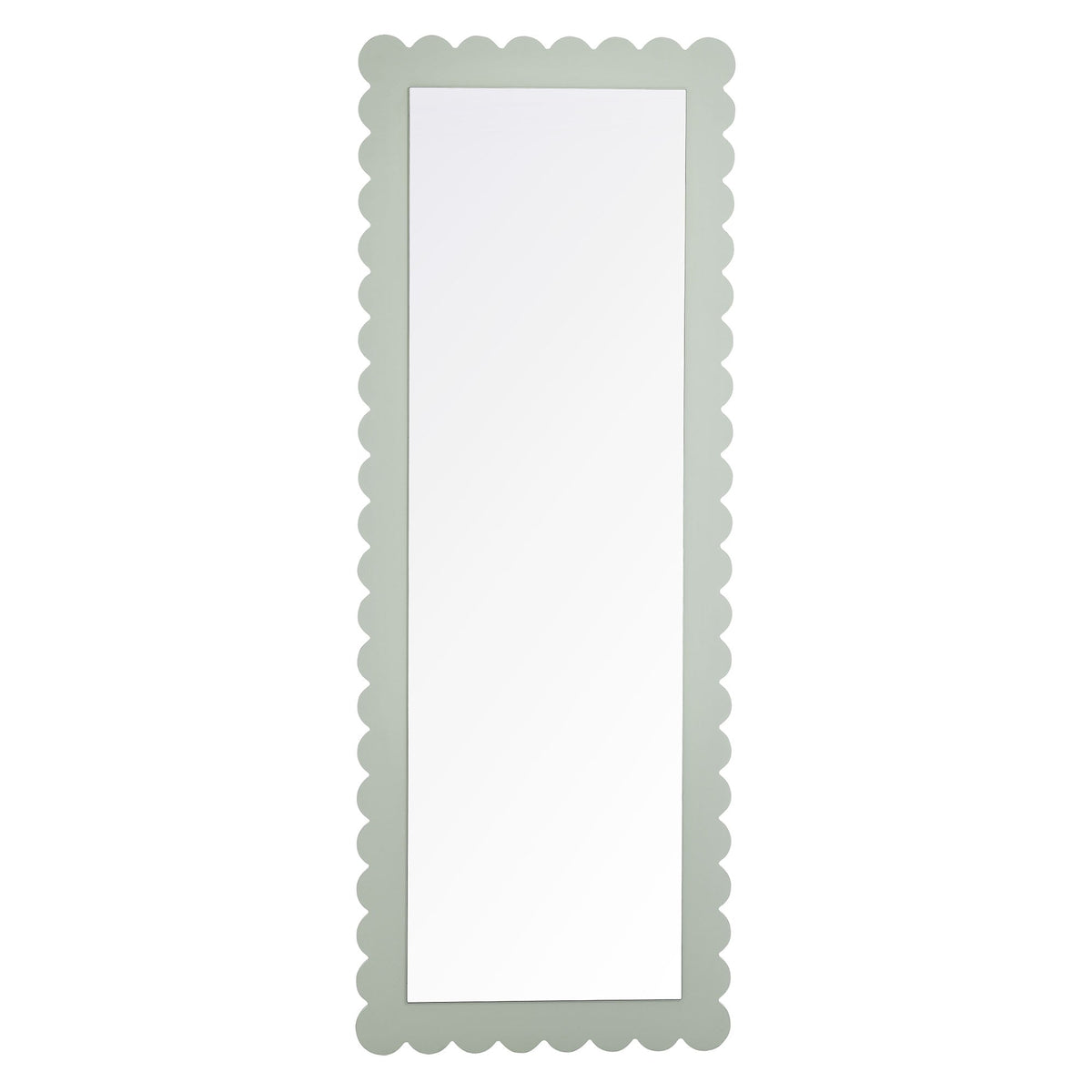 Emmeline scalloped rectangle floor mirror with sage-green frame and full-length glass on Tampa Home & Garden Store