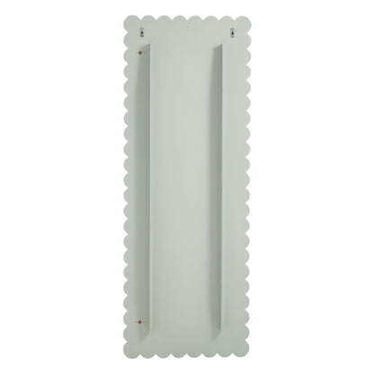 Emmeline Scalloped Floor Mirror back view with pale sage scalloped frame and brackets on Tampa Home & Garden Store