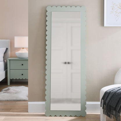 Emmeline scalloped rectangle floor mirror by Modway with mint-green scalloped frame on Tampa Home & Garden Store