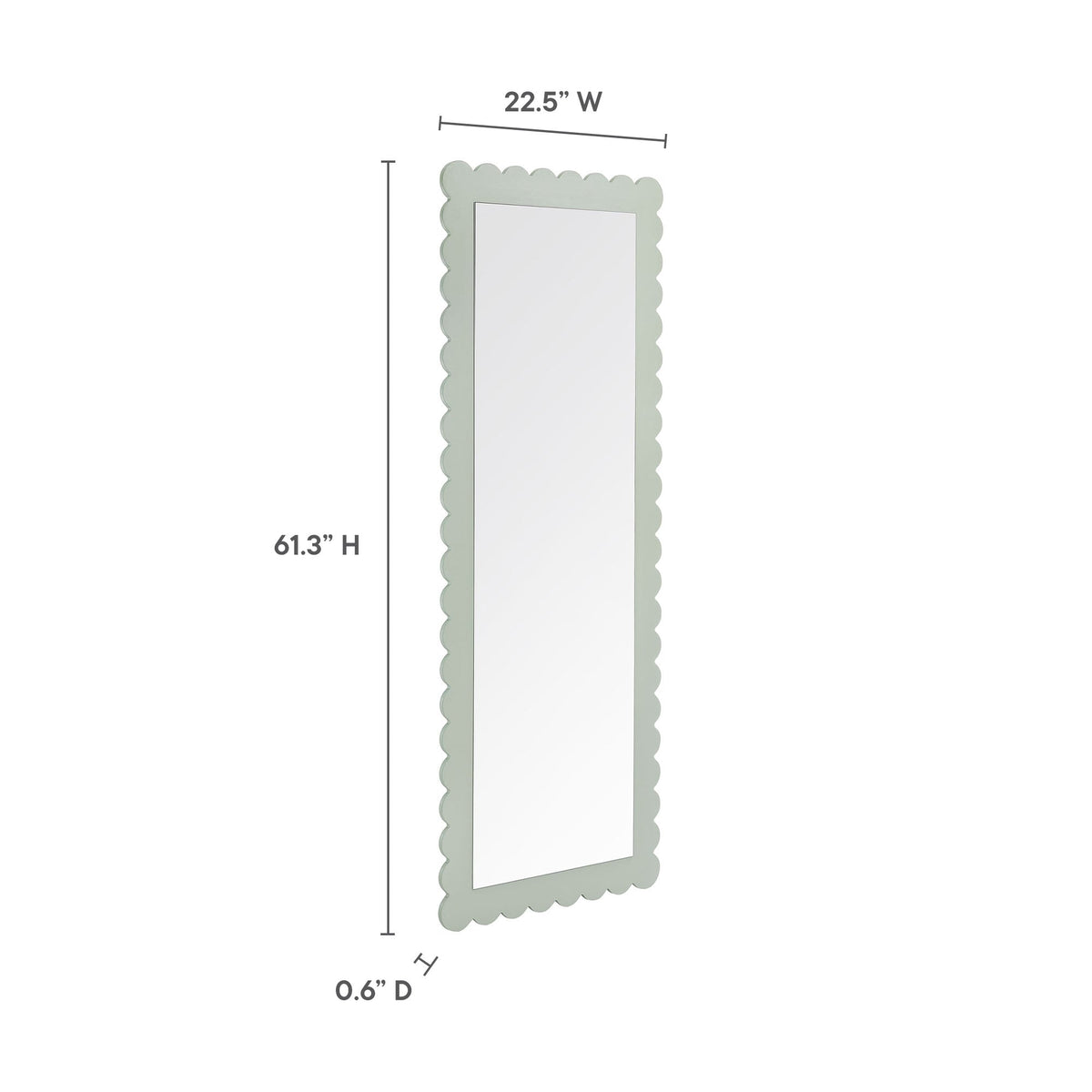 Emmeline scalloped rectangle floor mirror mint green frame by Modway 61.3in H x 22.5in W on Tampa Home & Garden Store
