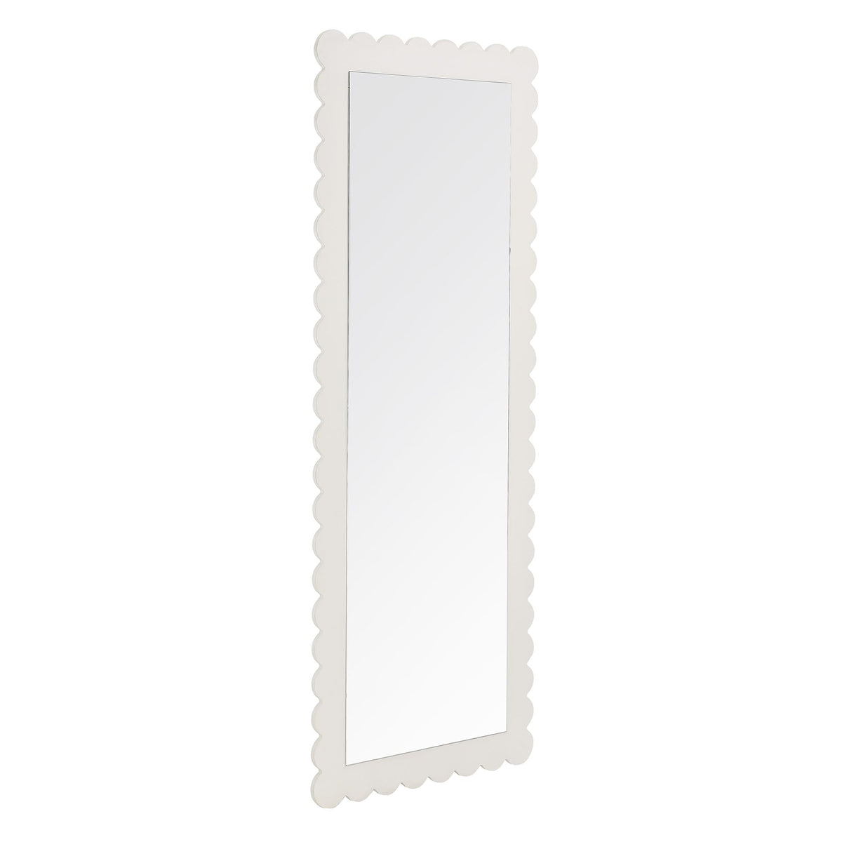 Emmeline scalloped rectangle floor mirror in ivory frame by Modway on Tampa Home & Garden Store