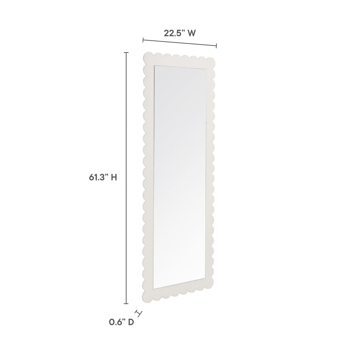 Emmeline scalloped rectangle floor mirror with white frame by HouseOfZazla on Tampa Home & Garden Store