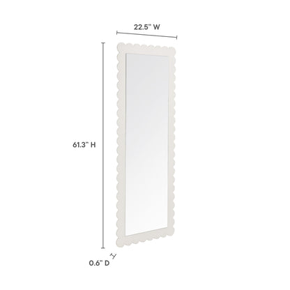 Emmeline scalloped rectangle floor mirror with white frame by HouseOfZazla on Tampa Home & Garden Store