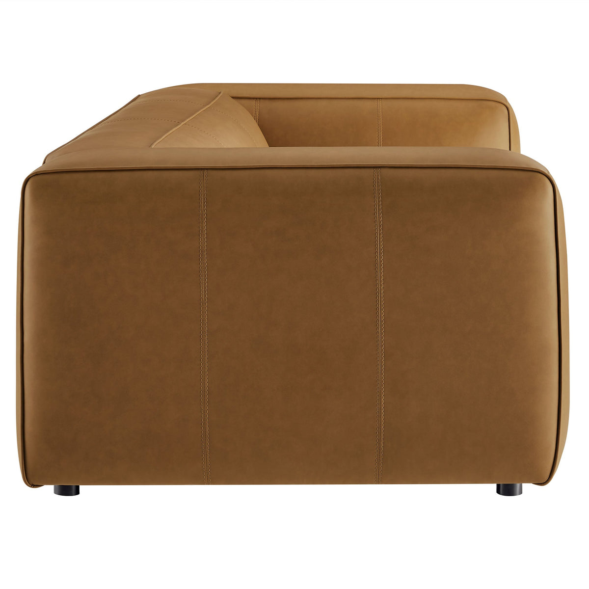 Auren upholstered vegan leather sofa by Modway in tan with visible stitched panels on Tampa Home & Garden Store