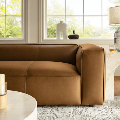 Auren vegan leather sofa by Modway in warm brown with stitched seams on Tampa Home & Garden Store