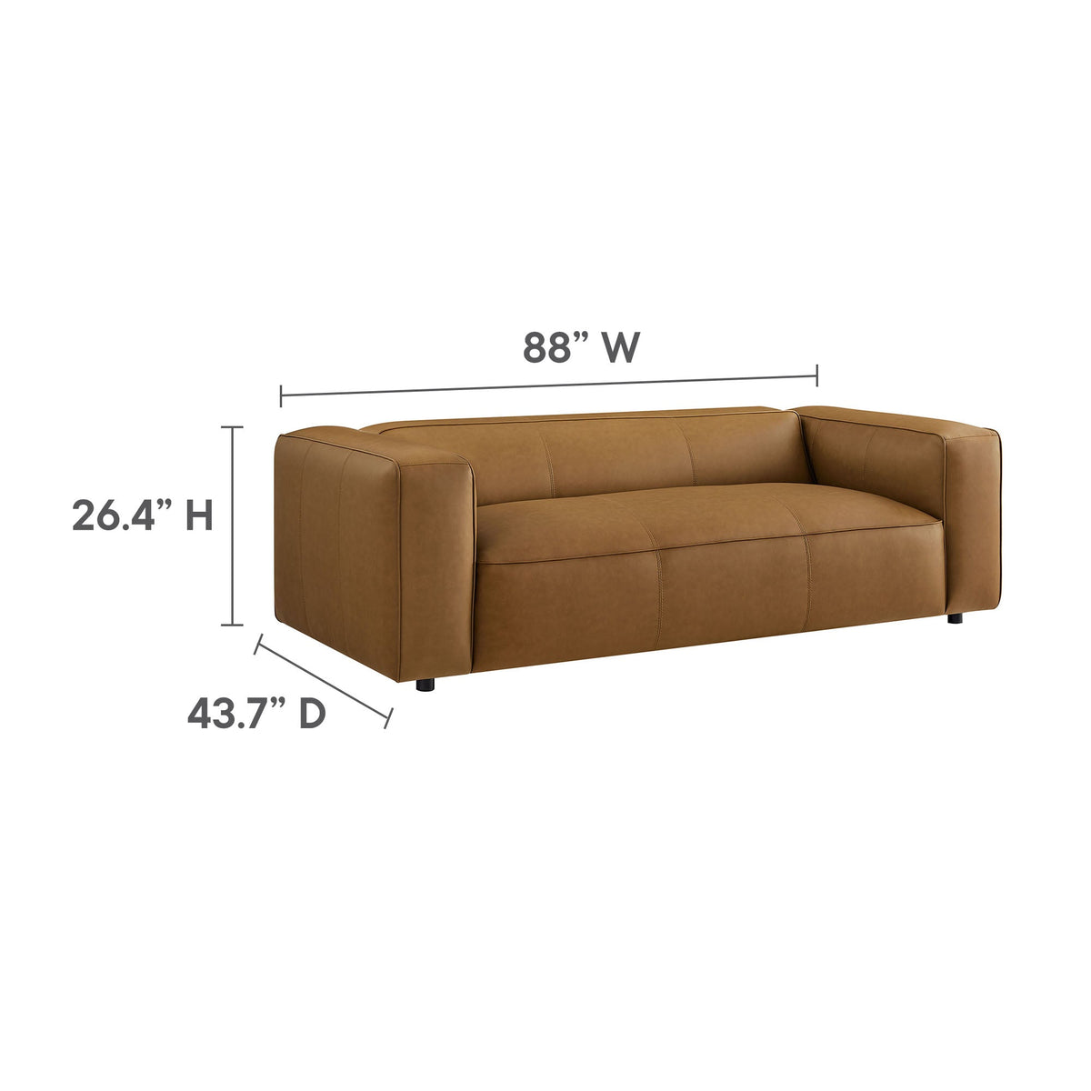 Auren Upholstered Vegan Leather Sofa in tan with a boxy track-arm design by Modway on Tampa Home & Garden Store