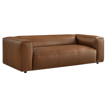 Auren Upholstered Vegan Leather Sofa by Modway in warm brown with square arms and stitched seams on Tampa Home & Garden Store