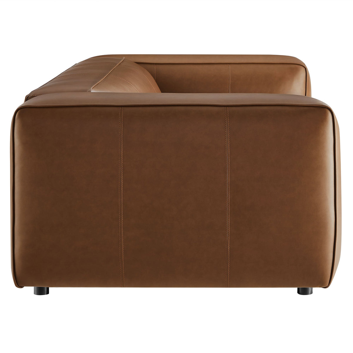 Auren Upholstered Vegan Leather Sofa by Modway in warm brown with stitching and black legs on Tampa Home & Garden Store
