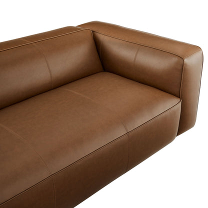 Auren upholstered vegan leather sofa in tan brown with stitched seams by HouseOfZazla on Tampa Home & Garden Store