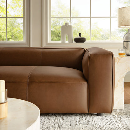 Auren vegan leather sofa by Modway in warm brown with clean stitched seams on Tampa Home & Garden Store