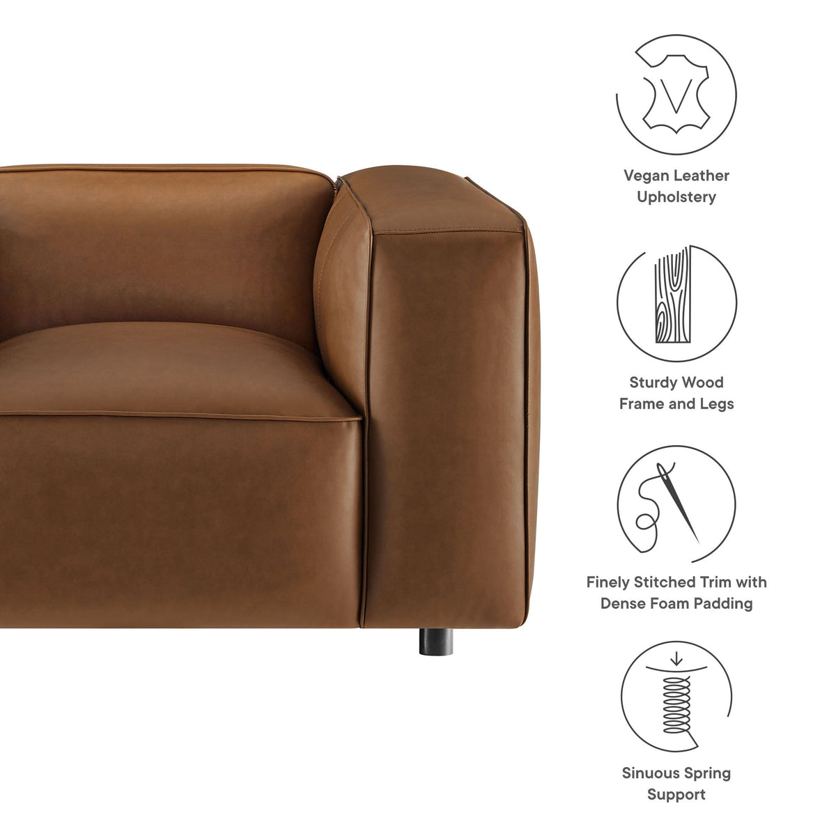 Auren Vegan Leather Modular Armchair with Modway