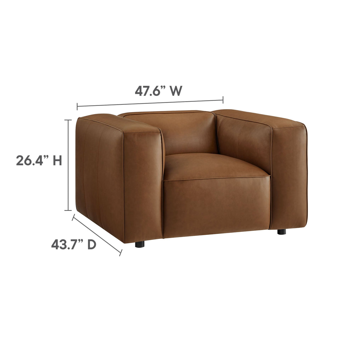 Auren Vegan Leather Modular Armchair with Modway