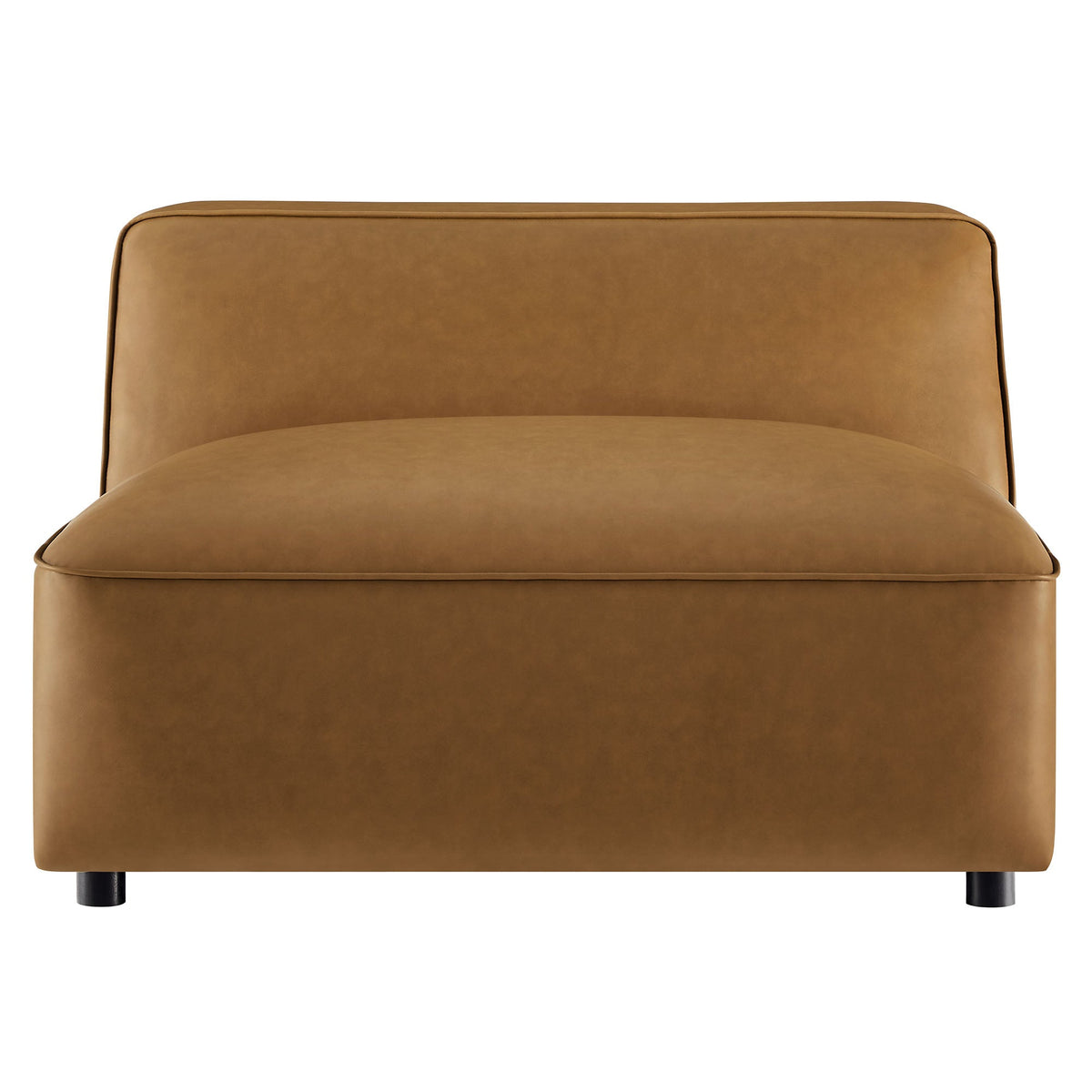 Auren upholstered vegan leather armless chair in tan with black legs, modular design on Tampa Home & Garden Store