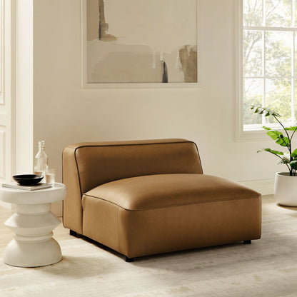 Auren upholstered vegan leather modular armless chair in warm tan on Tampa Home & Garden Store