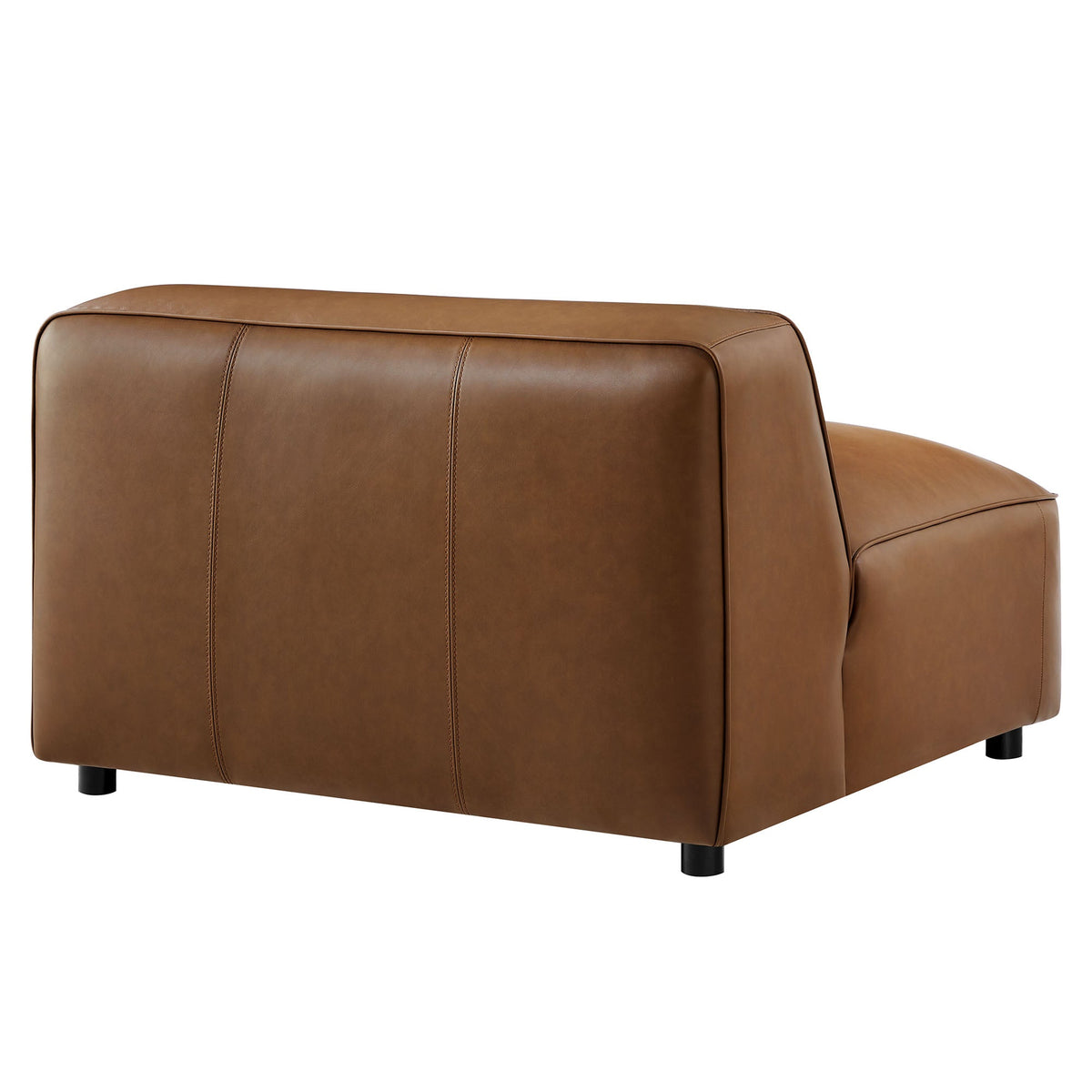Auren vegan leather armless chair by HouseOfZazla in caramel brown with stitching on Tampa Home & Garden Store