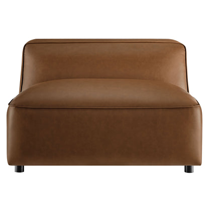 Auren Upholstered vegan leather modular armless chair in warm brown with black legs on Tampa Home & Garden Store