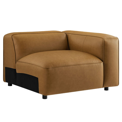 Auren upholstered vegan leather modular right armchair by Modway in tan with stitching and black legs on Tampa Home & Garden Store