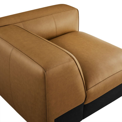 Auren upholstered vegan leather modular right armchair tan with stitching HouseOfZazla on Tampa Home & Garden Store