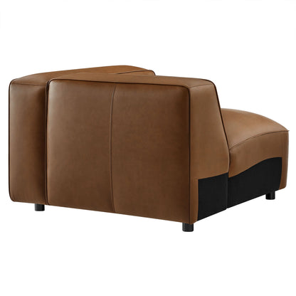 Auren upholstered vegan leather modular right armchair by Modway warm brown with stitching on Tampa Home & Garden Store