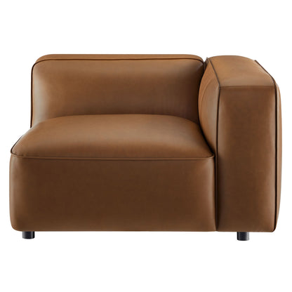Auren upholstered vegan leather modular right armchair by Modway in tan with visible stitching on Tampa Home & Garden Store