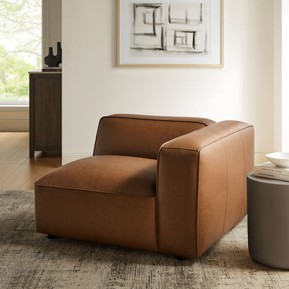 Auren upholstered vegan leather modular right armchair in brown by Modway on Tampa Home & Garden Store