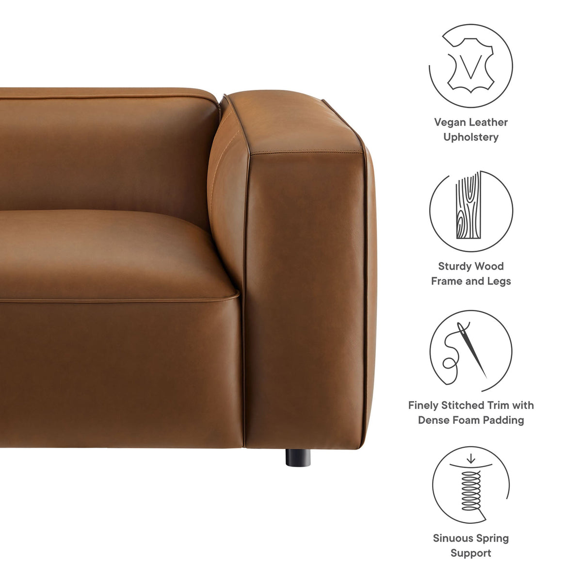 Auren upholstered vegan leather modular right armchair tan by Modway on Tampa Home & Garden Store
