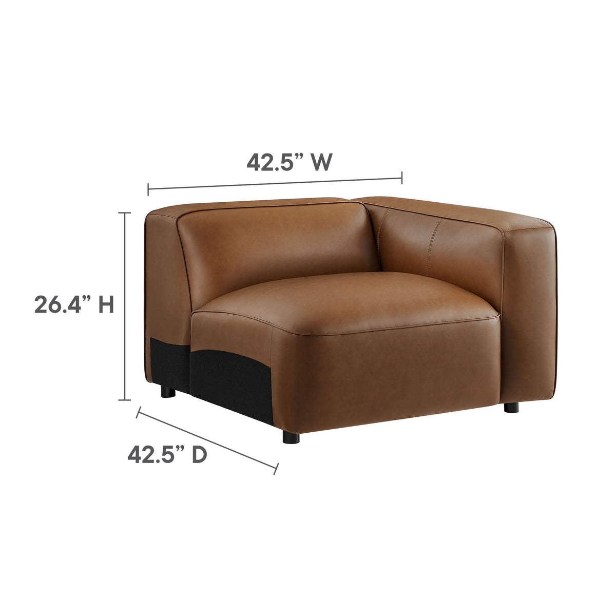 Auren Upholstered Vegan Leather Modular Right Armchair in tan brown by Modway on Tampa Home & Garden Store