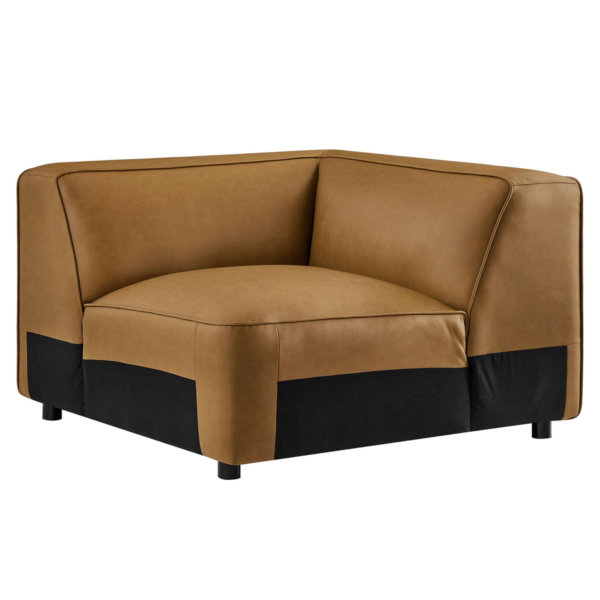 Auren Upholstered Vegan Leather Modular Corner Chair by Modway in tan with black base on Tampa Home & Garden Store