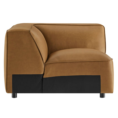 Auren upholstered vegan leather modular corner chair in tan with black base by Modway on Tampa Home & Garden Store