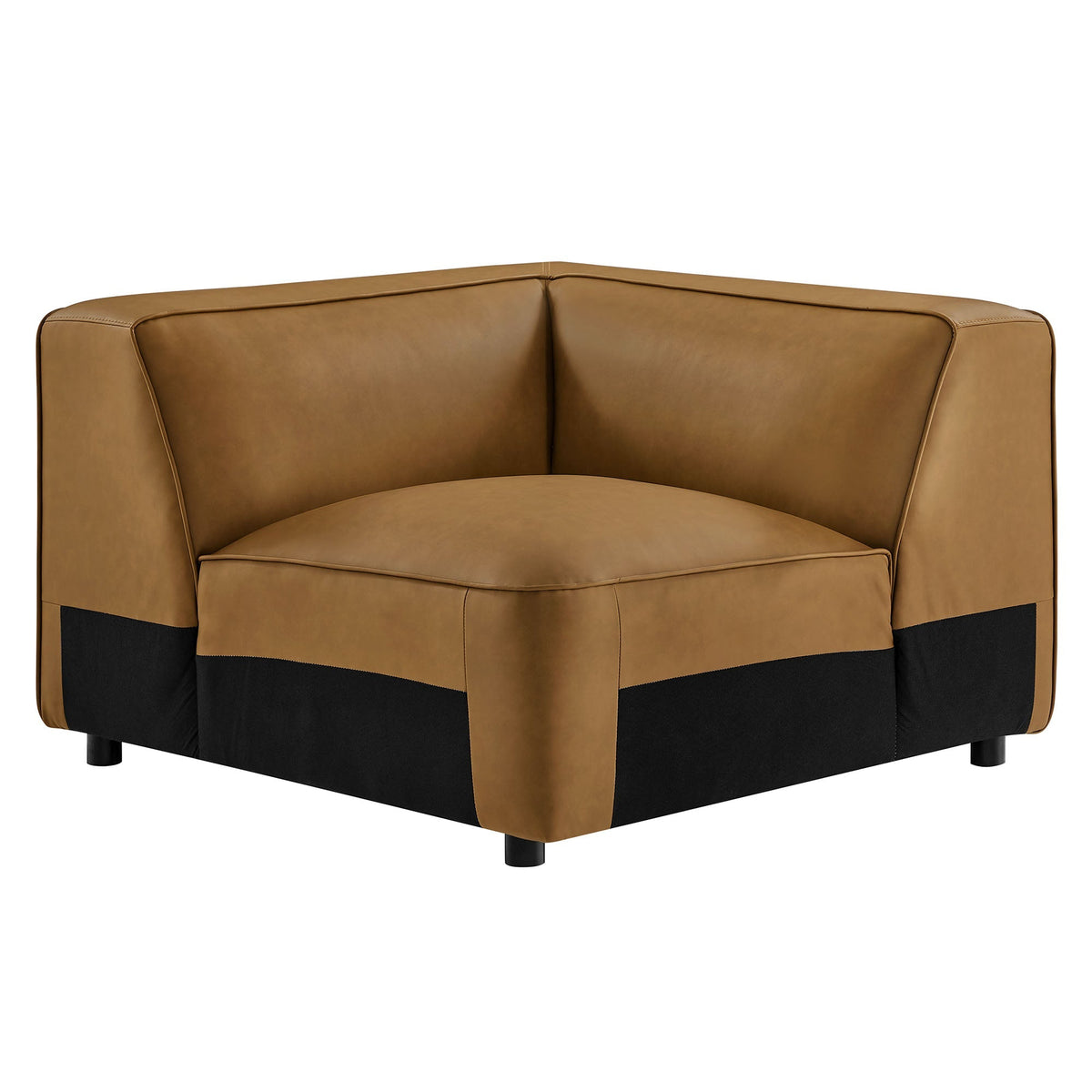 Auren Upholstered Vegan Leather Modular Corner Chair tan with black base by HouseOfZazla on Tampa Home & Garden Store