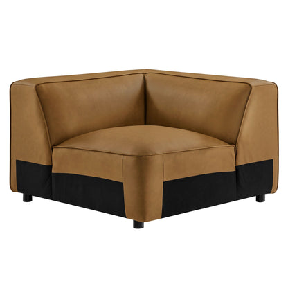 Auren Upholstered Vegan Leather Modular Corner Chair tan with black base by HouseOfZazla on Tampa Home & Garden Store