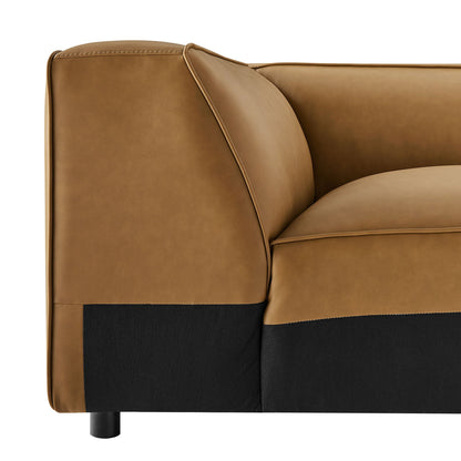 Auren Upholstered vegan leather modular corner chair in tan brown with black base on Tampa Home & Garden Store