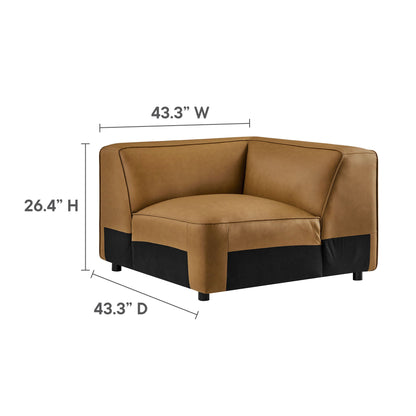 Auren vegan leather modular corner chair tan with black base sectional HouseOfZazla on Tampa Home & Garden Store